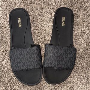 Michael Kors Black Monogram Slide Sandals